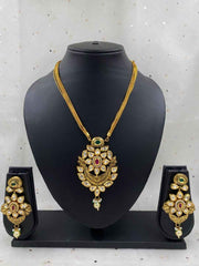Traditional Gold Plated Antique Kundan Pendant Necklace Set For Women