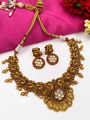 Traditional Gold Plated Antique Lakshmi Coin Gold Necklace Set For Ladies By Gehna Shop