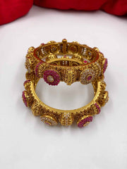 Traditional Gold Plated Antique Pacheli Bangles For Women By Gehna Shop