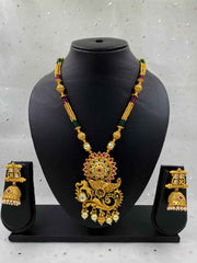 Traditional Gold Plated Antique Pendant Necklace Set For Weddings By Gehna Shop