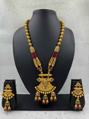 Traditional Gold Plated Antique Pendant Necklace Set For Weddings By Gehna Shop
