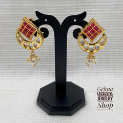 Traditional Gold Plated Designer Ruby Kundan Studs For Women Stud Earrings