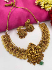 Traditional Gold Plated Goddess Lakshmi Coin Necklace Set For Ladies By Gehna Shop