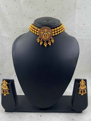 Traditional Gold Plated Goddess Lakshmi Temple Jewellery Choker Necklace Set