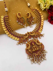 Traditional Gold Plated Goddess Lakshmi Temple Necklace Set For Ladies By Gehna Shop