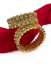 Traditional Gold Plated Green Kundan Bangle Set For Weddings