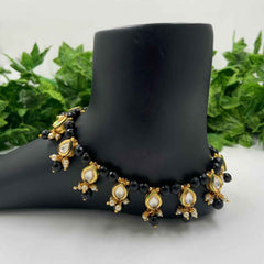 Traditional Gold Plated Handcrafted Brass Kundan Anklet Payals For Women