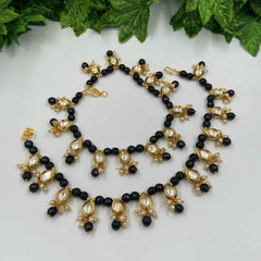 Traditional Gold Plated Handcrafted Brass Kundan Anklet Payals For Women