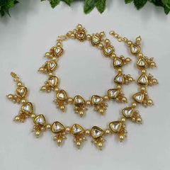 Traditional Gold Plated Handcrafted Brass Kundan Anklet Payals For Women
