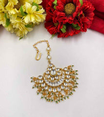 Traditional Gold Plated Jadau Kundan Chand Maang Tikka By Gehna Shop
