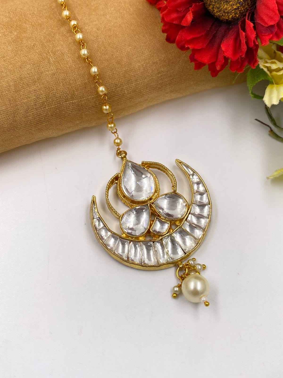 Traditional Gold Plated Jadau Kundan Maang Tikka For Women By Gehna Shop