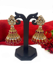 Traditional Gold Plated Kundan Jhumka Earrings For Ladies By Gehna Shop
