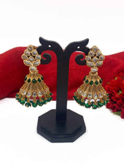 Traditional Gold Plated Kundan Jhumka Earrings For Ladies By Gehna Shop