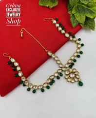 Traditional Gold Plated Kundan Matha Patti For Brides