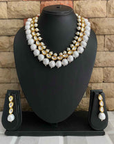 Traditional Gold Plated Kundan Necklace Set With Pearls For Ladies By Gehna Shop