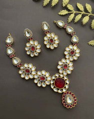 Traditional Gold Plated Kundan Polki Wedding Necklace Set By Gehna Shop