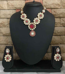 Traditional Gold Plated Kundan Polki Wedding Necklace Set By Gehna Shop