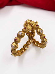 Traditional Gold Plated Kundan Ruby Bangles For Women By Gehna Shop