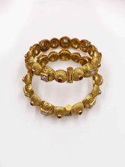 Traditional Gold Plated Kundan Ruby Bangles For Women By Gehna Shop