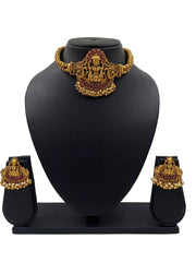 Traditional Gold Plated Lakshmi Choker Set For Ladies By Gehna Shop