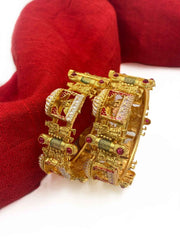 Traditional Gold Plated Latest Designer Doli Baarat Meenakari Bangles For Brides By Gehna Shop