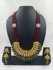 Traditional Gold Plated Long Bridal Kundan Necklace Set By Gehna Shop