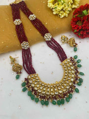 Traditional Gold Plated Long Bridal Kundan Necklace Set By Gehna Shop
