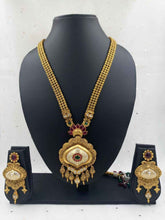 Traditional Gold Plated Long Golden Necklace Set For Weddings By Gehna Shop