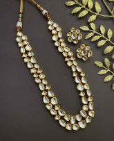 Traditional Gold Plated Long Uncut Kundan Layered Necklace Set By Gehna Shop