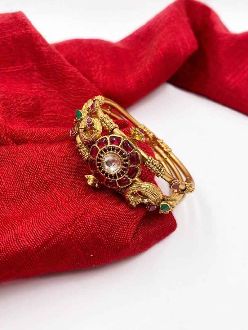 Traditional Gold Plated Openable Antique Kada Bangle For Ladies