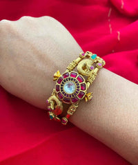 Traditional Gold Plated Openable Antique Kada Bangle For Ladies