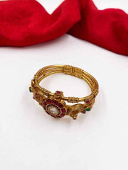 Traditional Gold Plated Openable Antique Kada Bangle For Ladies