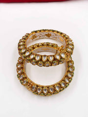 Traditional Gold Plated Openable Kundan Bangles For Women By Gehna Shop