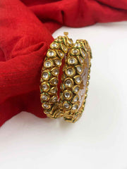 Traditional Gold Plated Openable Kundan Bangles For Women By Gehna Shop