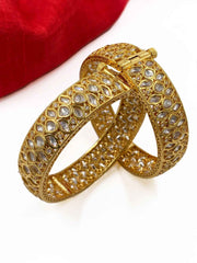 Traditional Gold Plated Openable Kundan Bangles For Women By Gehna Shop