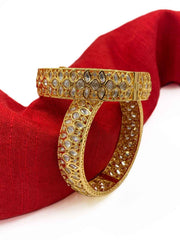 Traditional Gold Plated Openable Kundan Bangles For Women By Gehna Shop