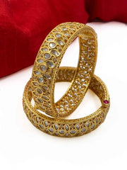 Traditional Gold Plated Openable Kundan Bangles For Women By Gehna Shop