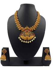 Traditional Gold Plated Peacock Design Necklace Set For Women