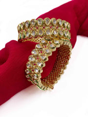 Traditional Gold Plated Ruby And Kundan Bangle Set For Weddings