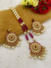 Traditional Gold Plated Ruby Kundan Pendant With Ruby Crystal Beads By Gehna Shop