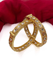 Traditional Gold Plated Uncut Kundan Bangle Set By Gehna Shop