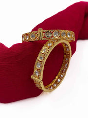 Traditional Gold Plated Uncut Kundan Bangle Set By Gehna Shop