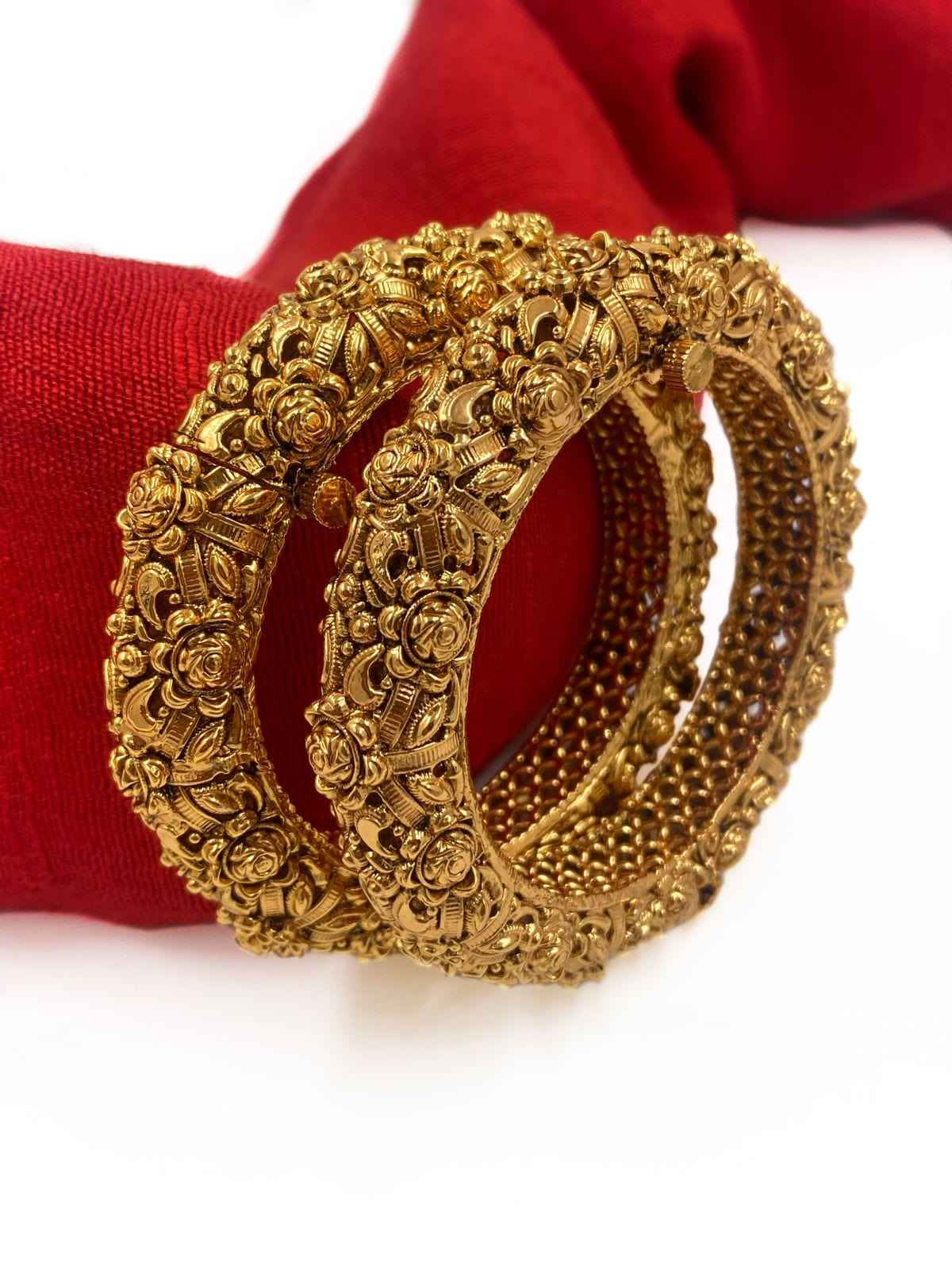 Traditional Gold Plated Unique Golden Nakshi Bangles For Women | Antique Bangles