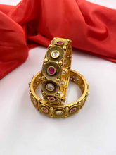 Traditional Golden Plated Antique Kundan Bangles By Shop Gehna