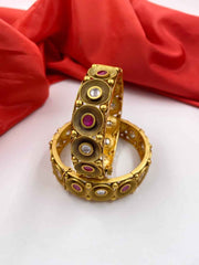 Traditional Golden Plated Antique Kundan Bangles By Shop Gehna