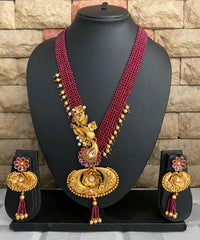 Traditional Handcrafted Antique Golden Pendant Necklace Set By Gehna Shop Antique Golden Necklace Sets