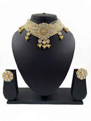 Traditional Handcrafted Pearl And Jadau Choker Necklace Set Design By Gehna Shop