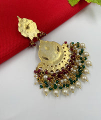 Traditional Handmade Jadau Pacchi Kundan Wedding Chandbali Earrings Kundan Earrings