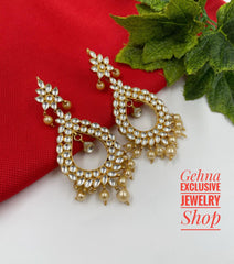 Traditional Handmade Pacchi Kundan Party Earrings For Ladies Kundan Earrings
