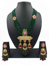 Traditional High Quality Long Kundan Polki And Beads Ranihaar Necklace For Weddings